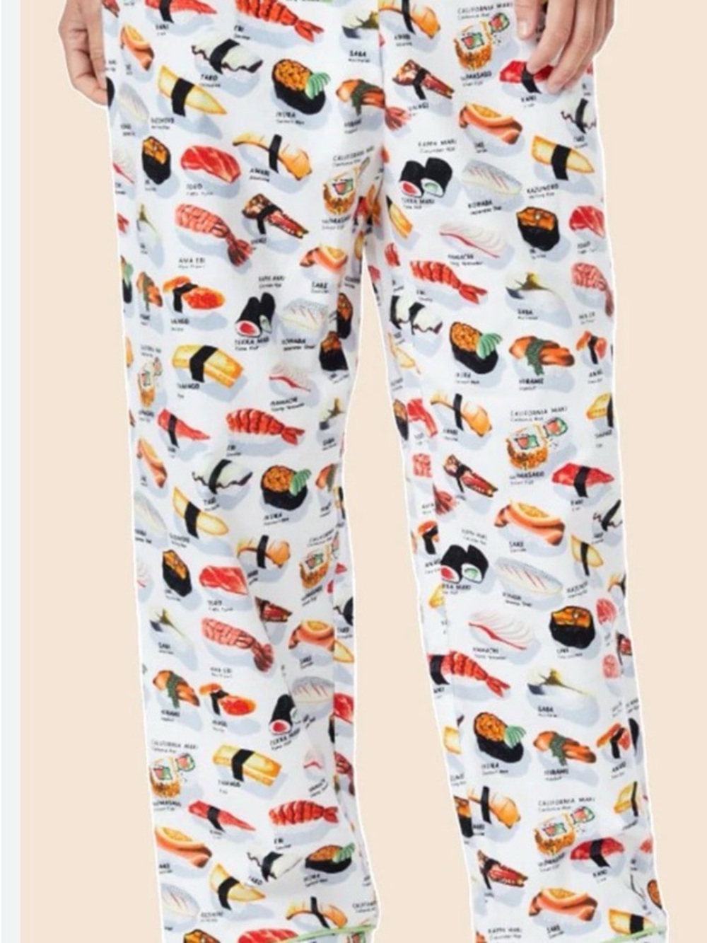 The Cat's Pajamas White Sushi Print Men’s Lounge Pants M